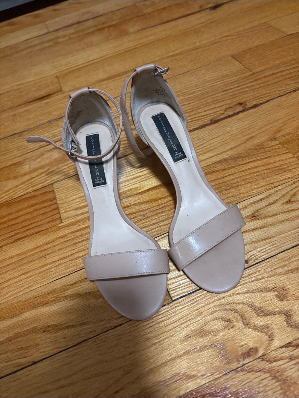 Steve Madden Blush Nude Ankle-Strap Block Heels